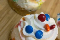 Colorful No-Bake M&M Cheesecake