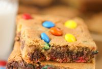 Colorful M&M’s Chocolate Chip Cookie Bars