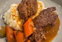 Tender Slow Cooker Pot Roast with Creamy Goat Cheese Mashed Potatoes