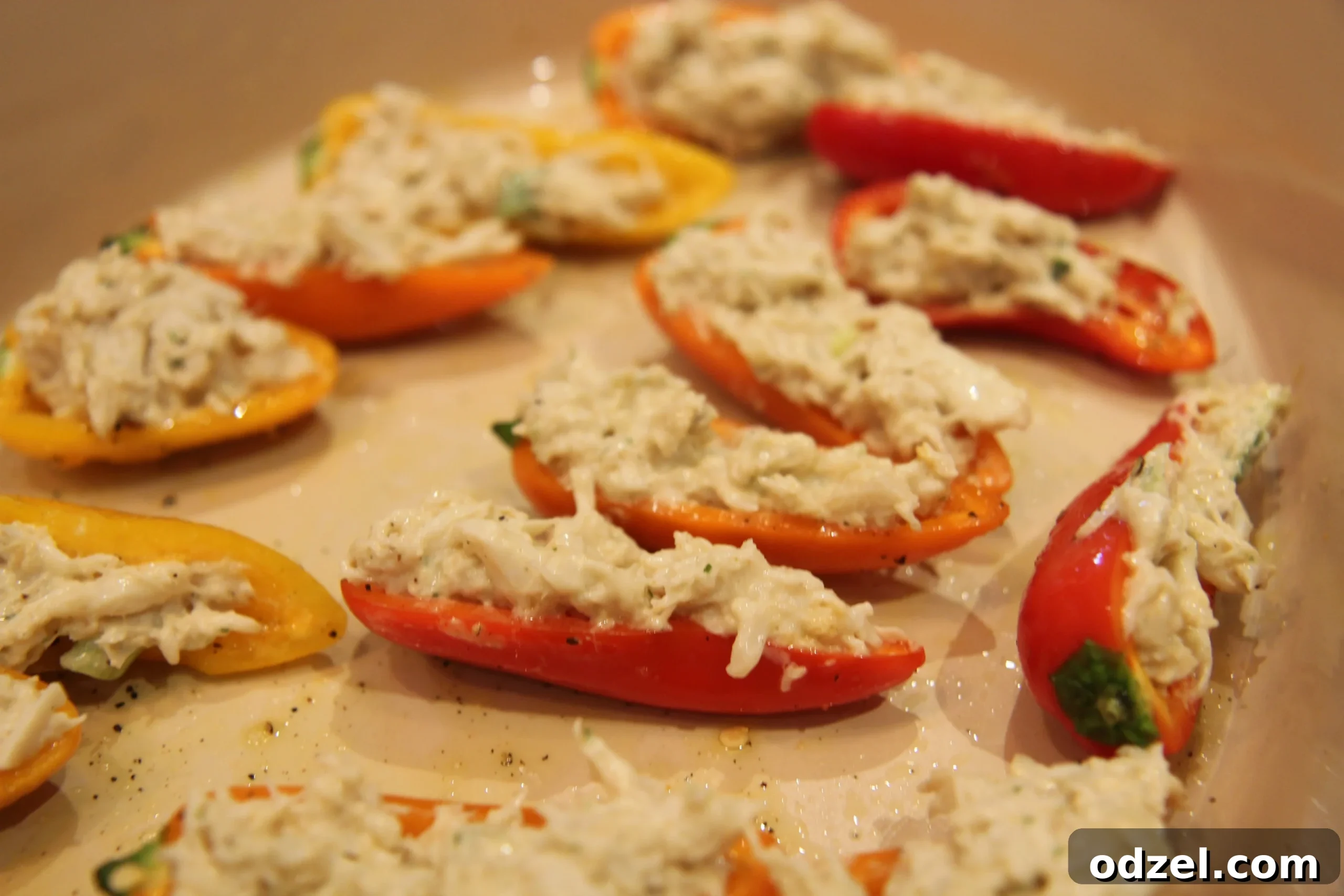 Baked Crab Stuffed Bell Peppers 5 Drizzle the peppers with a little olive oil after filling them for extra flavor and a beautiful sheen.