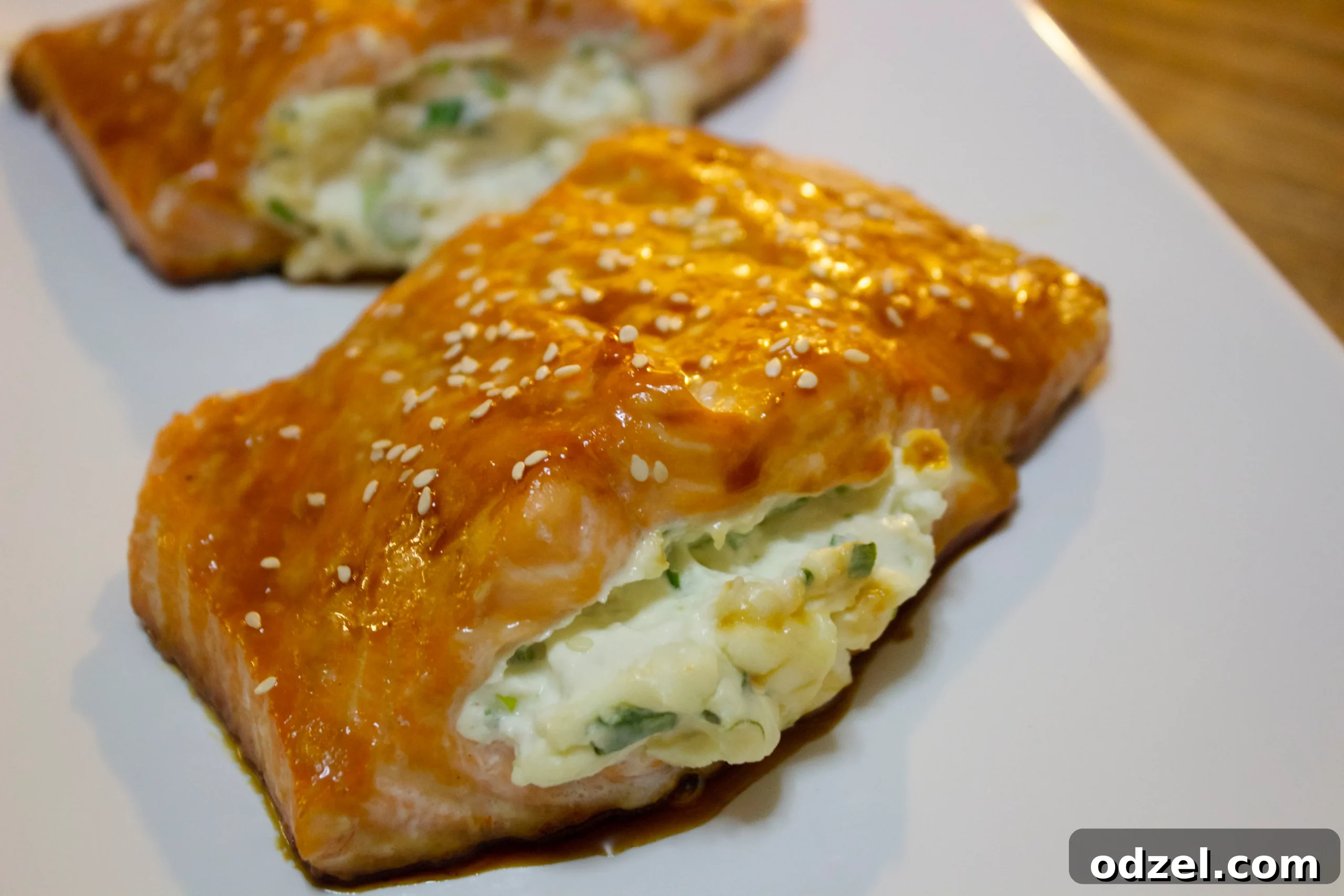 Signature Stuffed Salmon 2 Delicious Cream Cheese Stuffed Salmon with Honey Glaze
