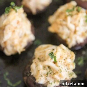 Crab stuffed mushrooms, a delicious seafood appetizer.