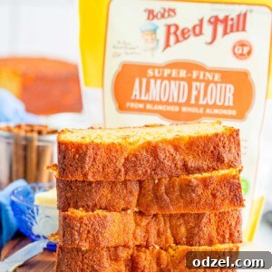 Four slices of gluten-free sweet potato bread and a Bob's Red Mill package in the background.