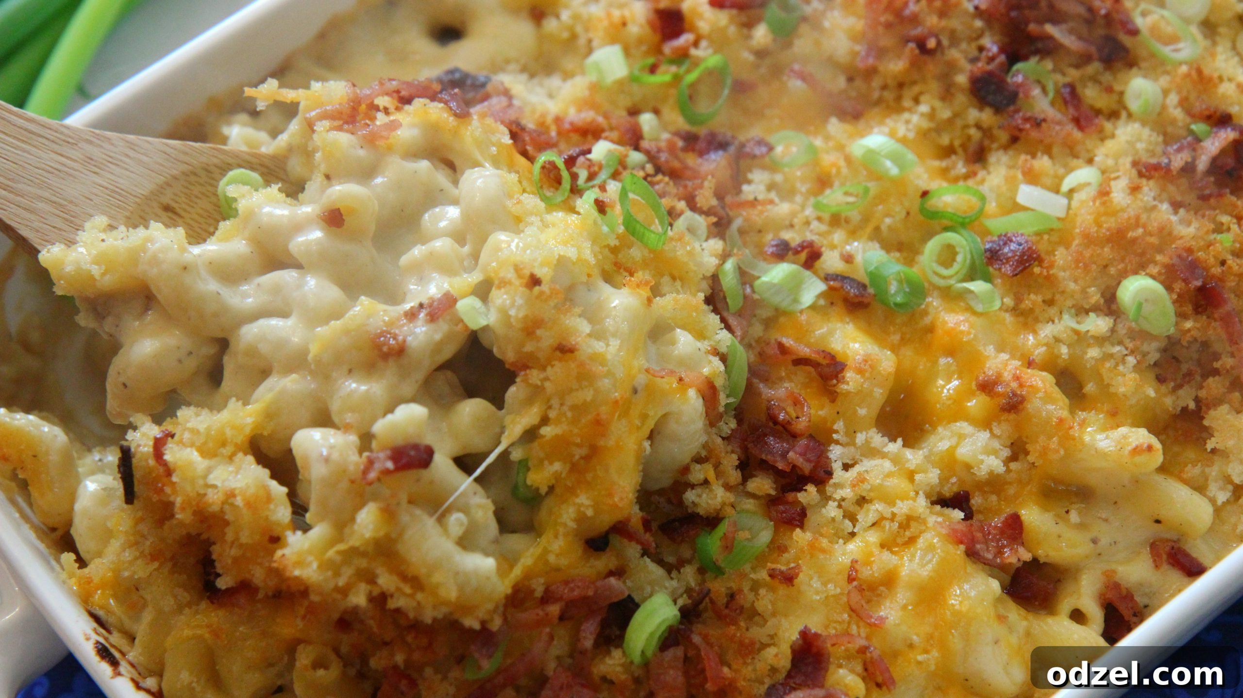 Epic Mac and Cheese 4 Baking this loaded mac and cheese gives it an irresistible golden crunch on top, enhancing the texture.