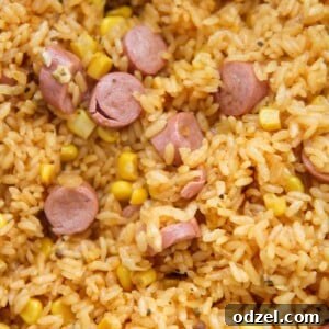 Arroz con Salchichas up close.