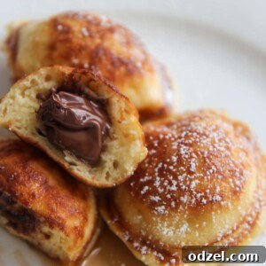 Nutella stuffed pancakes up close