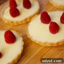 Decadent White Chocolate Tartlets 5 A top-down view of a perfectly crafted white chocolate tart, ready to be served.