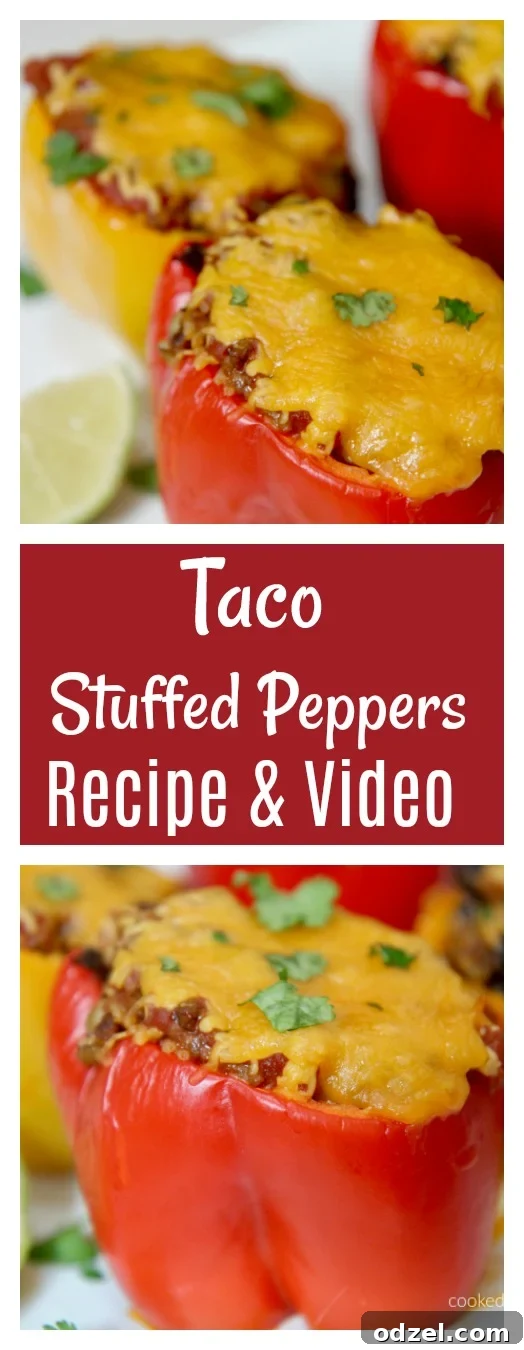 Taco Stuffed Peppers - Recipe and Video from Cooked By Julie