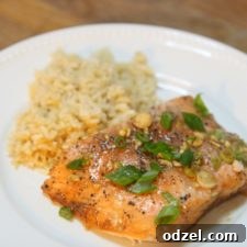 honey glazed salmon with garlic and scallions