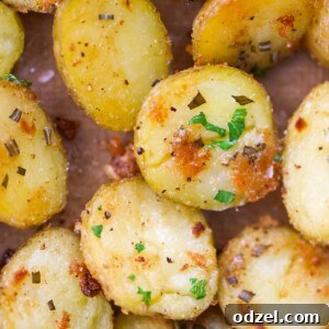 roasted baby potatoes up close.