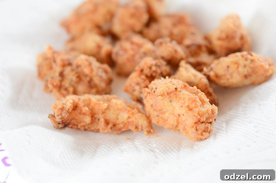 Sweet and Smoky Boneless Chicken Bites 5 small pieces of fried chicken on paper towel