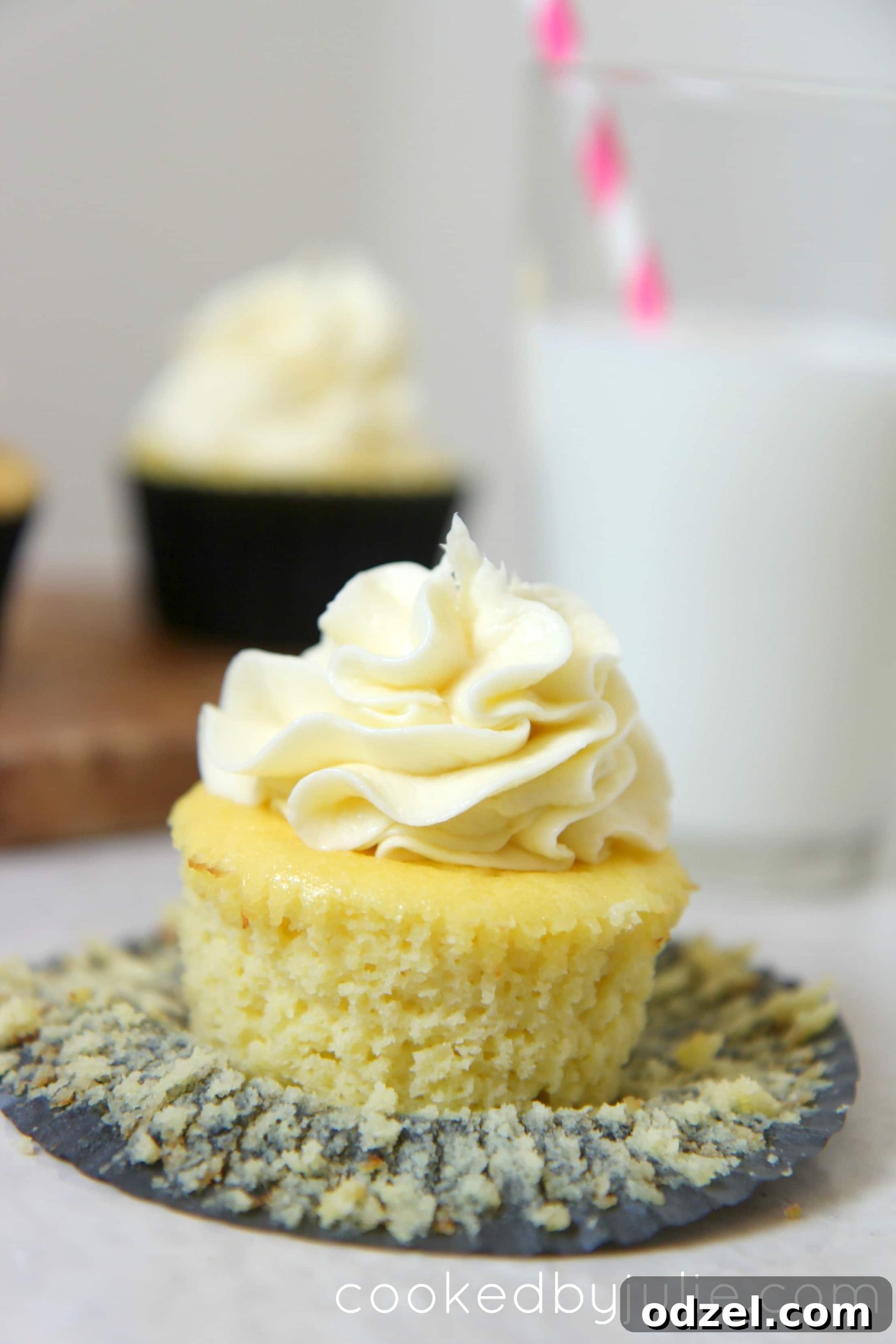 Delicious and moist low carb vanilla cupcakes, perfect for a keto and gluten-free diet