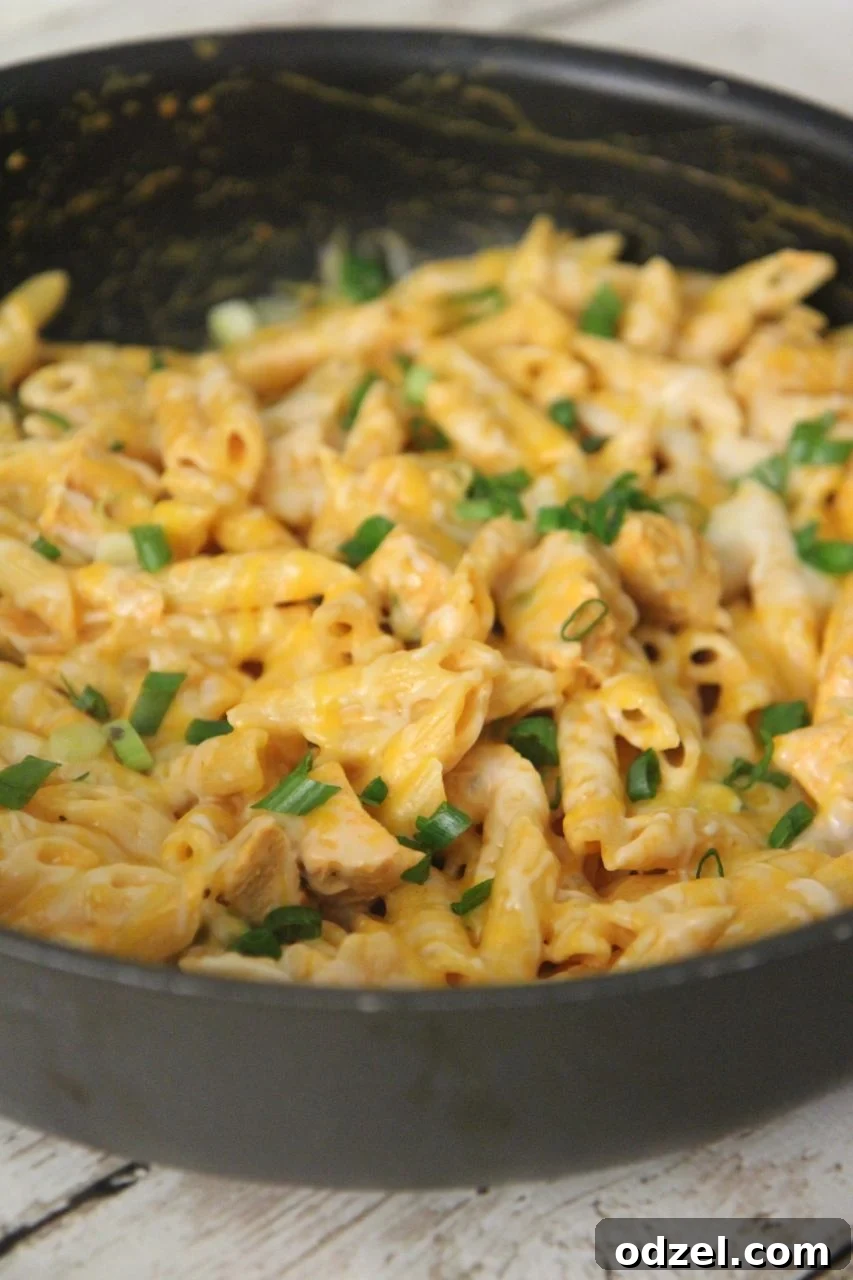 This take on pasta has all the great things in Buffalo Chicken combines with the comfort food feeling of pasta.