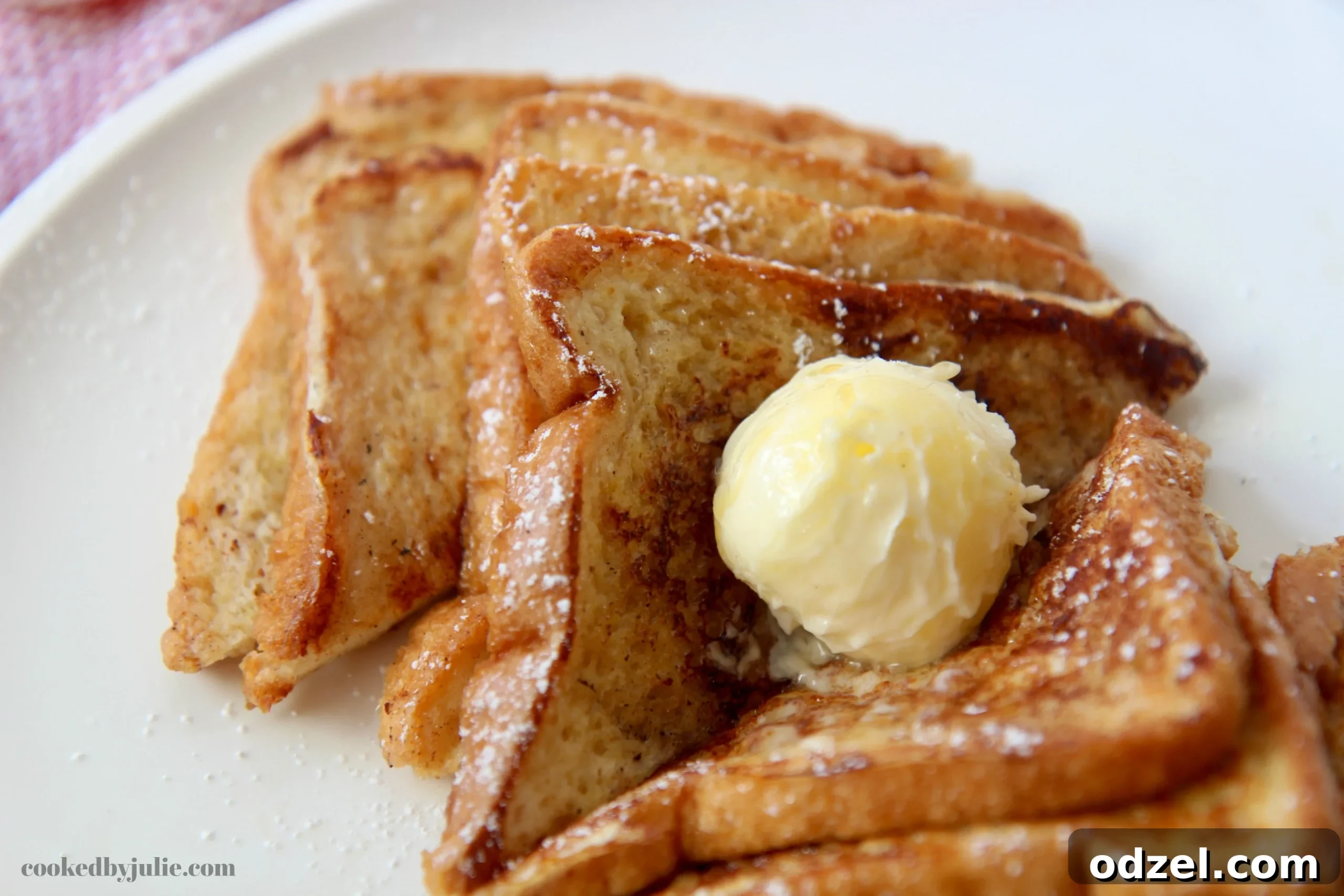 Golden French Toast Delights 3 Perfectly cooked French Toast with softened butter