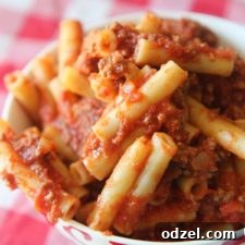 a small bowl of beefaroni