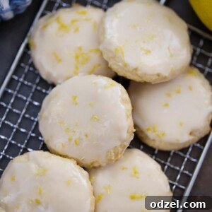 lemon cookies on a wire rack.
