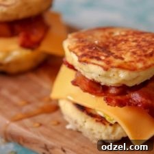 Gourmet Griddle Breakfast Sandwich 5 Homemade Keto McGriddle with bacon, egg, and cheese