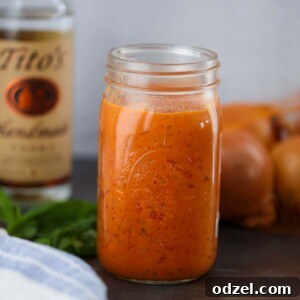 Velvet Vodka Sauce 2 vodka sauce in a mason jar.