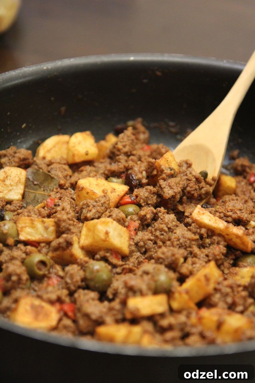 Cuban Picadillo with Golden Potatoes 4 Meat, potatoes and optional olives and capers in the mix for this classic Cuban dish