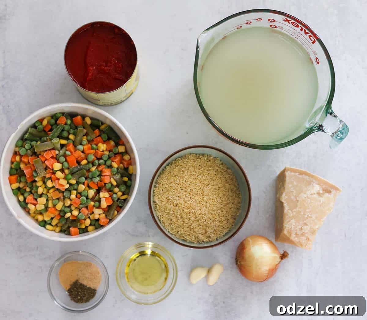 Syntax Stew 3 Assortment of fresh and canned ingredients for making alphabet soup.