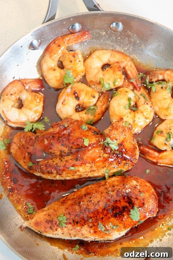Delicious Jack Daniel's Chicken and Shrimp dinner