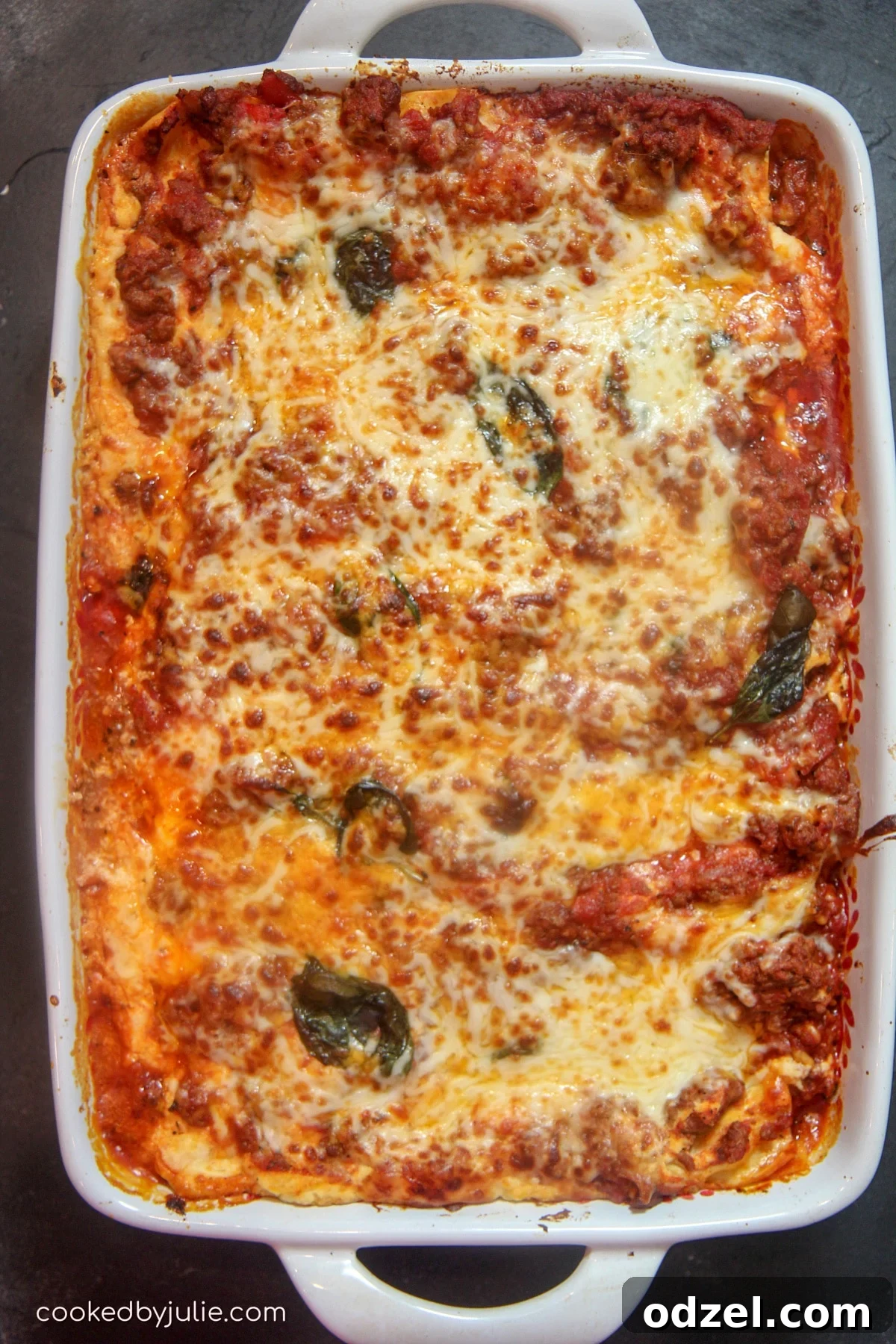 Spicy Bayou Lasagna 2 Rich and Cheesy Cajun Lasagna baked to perfection, ready to be served.