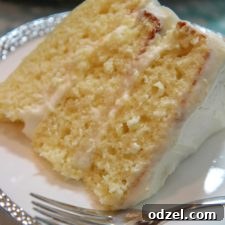 A delicious lemon cake with cream cheese buttercream frosting.