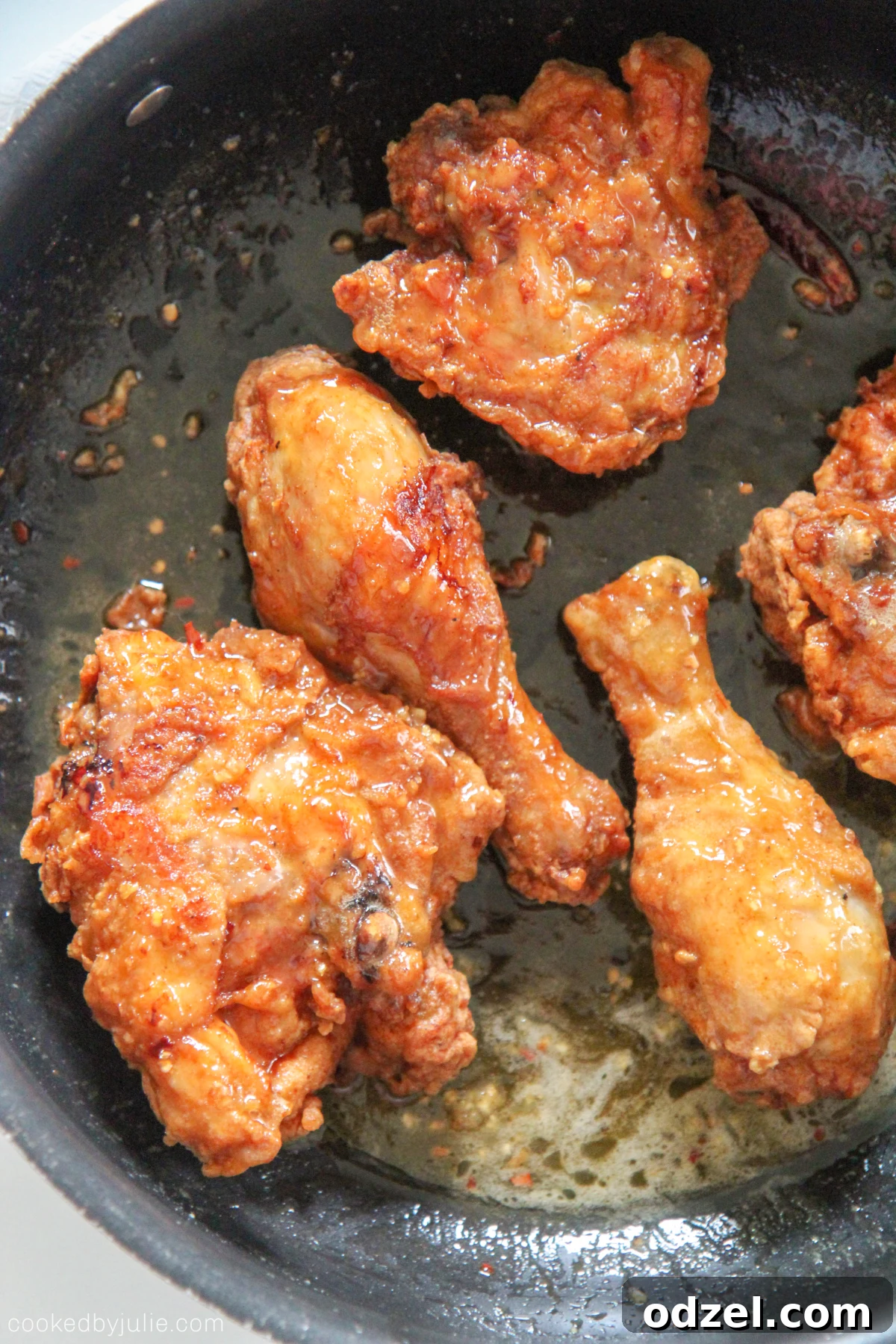 Honey Bone-in Fried Chicken, golden and glossy