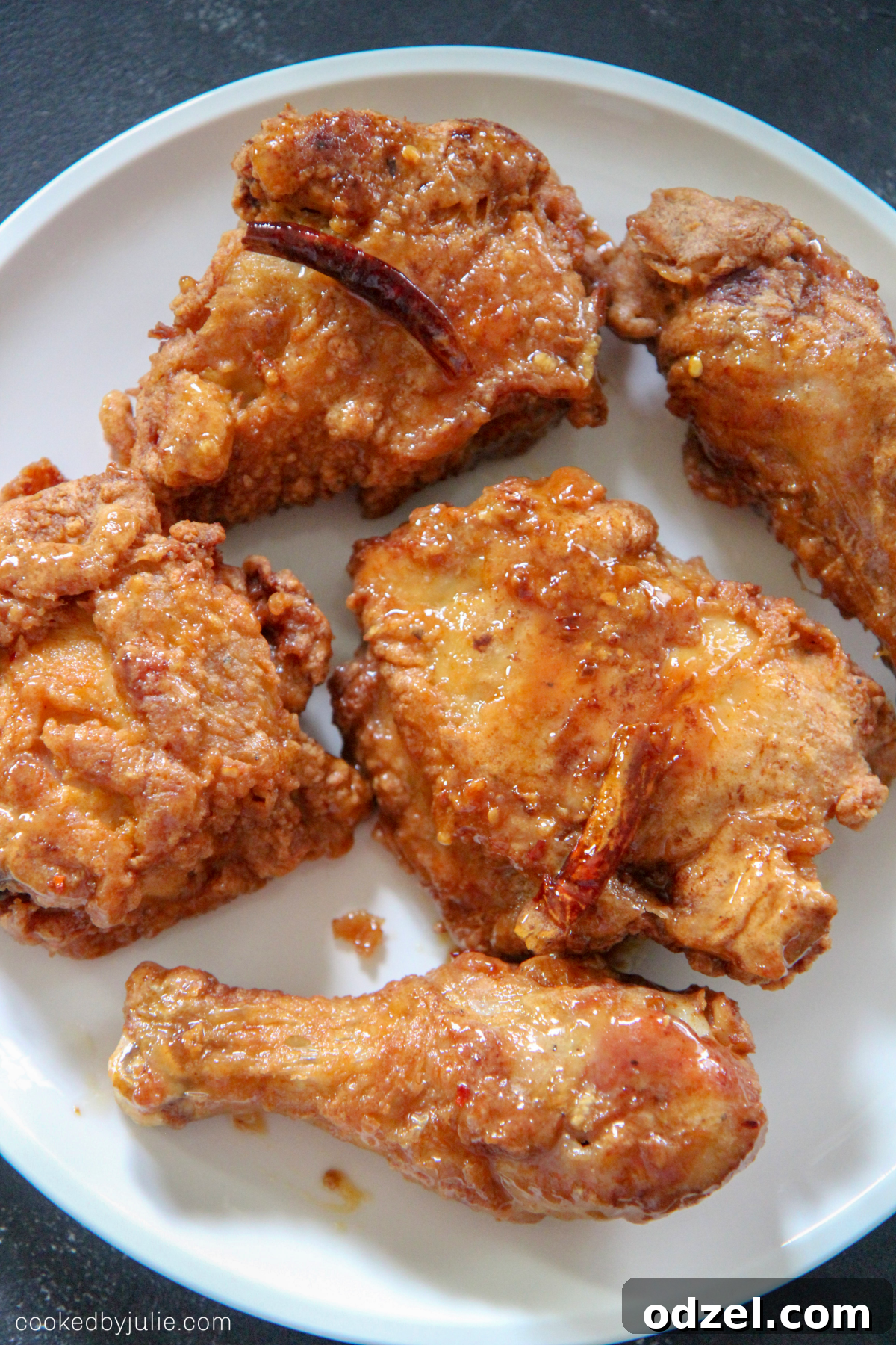 Crispy and juicy honey butter chicken pieces