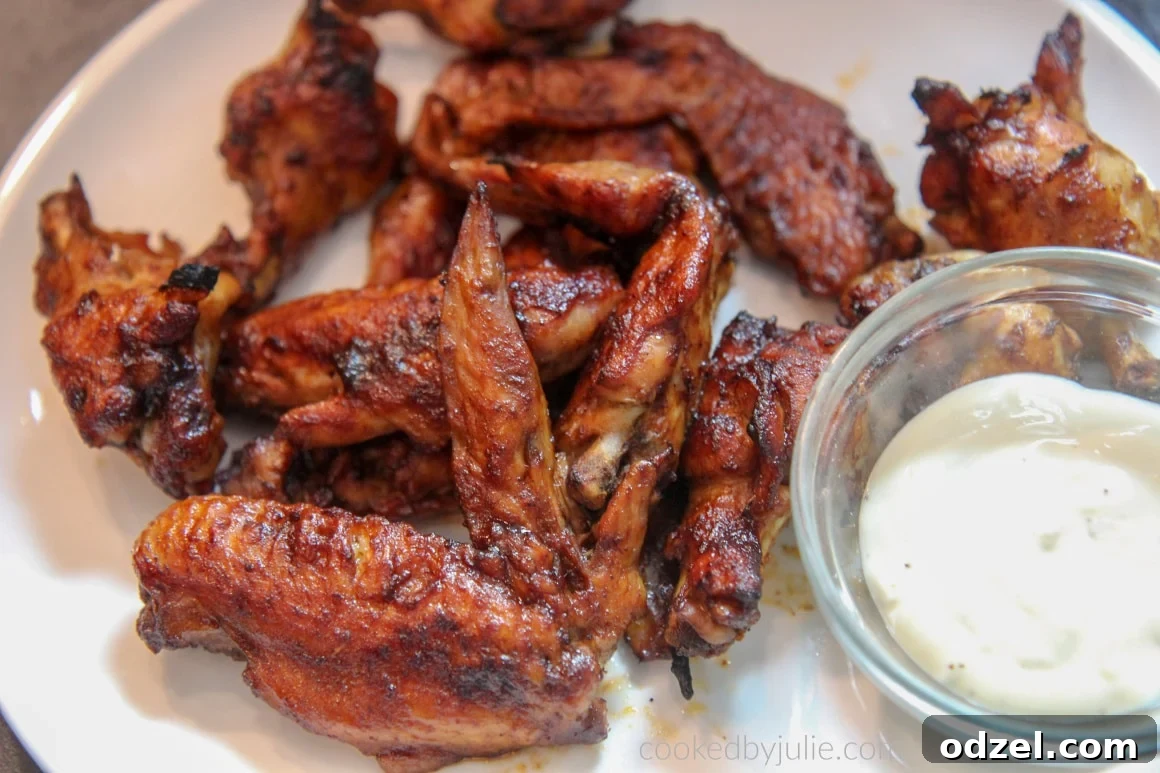 Crispy Instant Pot Chicken Wings 4 Delicious BBQ Instant Pot chicken wings served with blue cheese dressing
