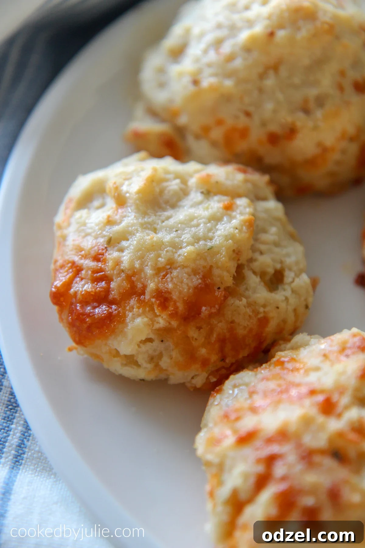 cheese biscuits on a white plate 