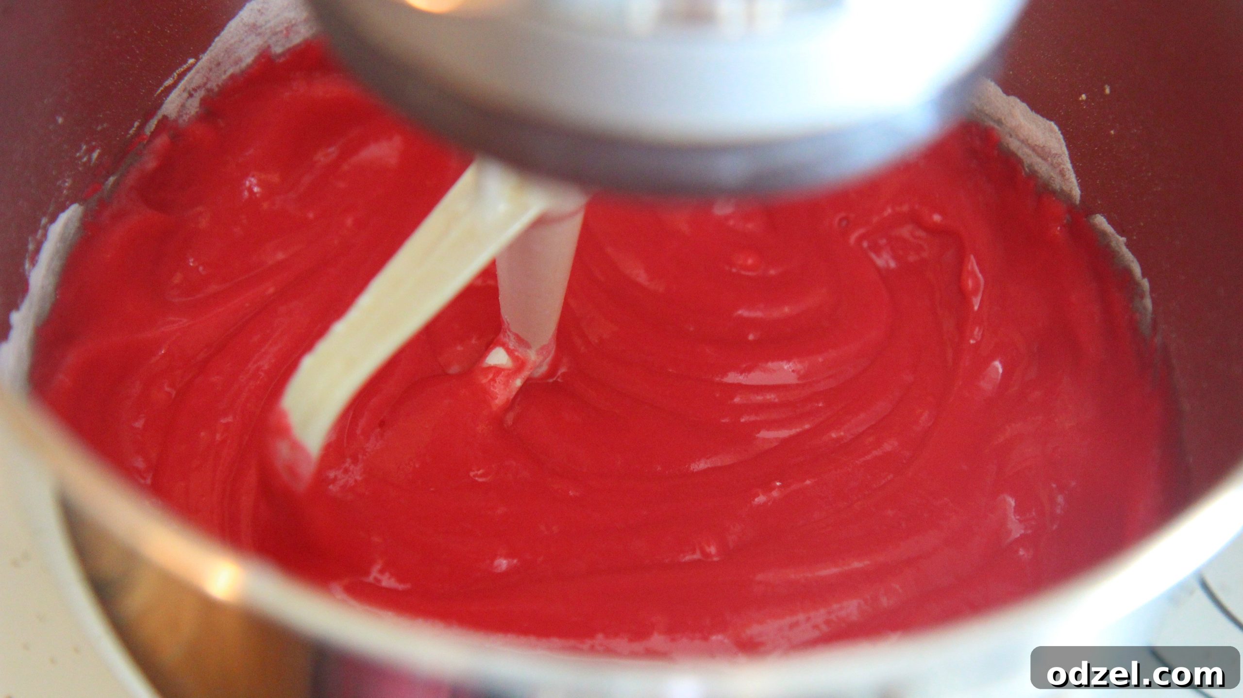 Mix and blend up the cake batter so it's bright and light