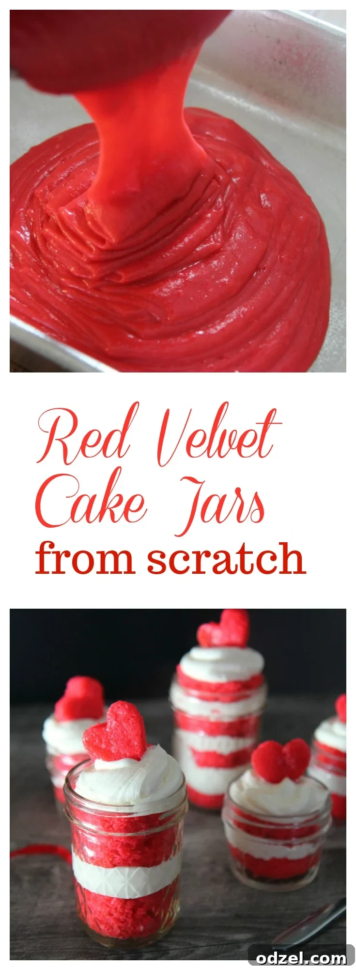 Learn how to make these Red Velvet Cake Jars from scratch at CookedbyJulie.com