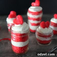 Red Velvet Cake Jars with cream cheese frosting
