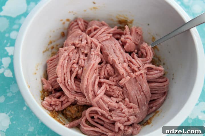 ground turkey in a white bowl with a fork