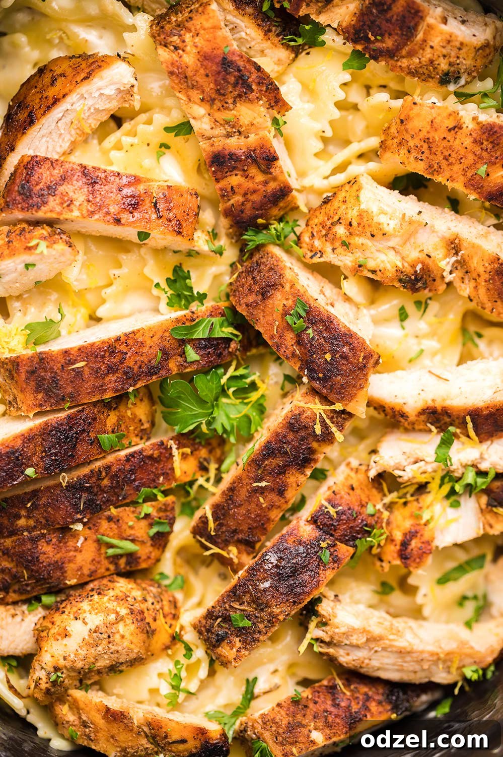 Cajun chicken Alfredo up close. 