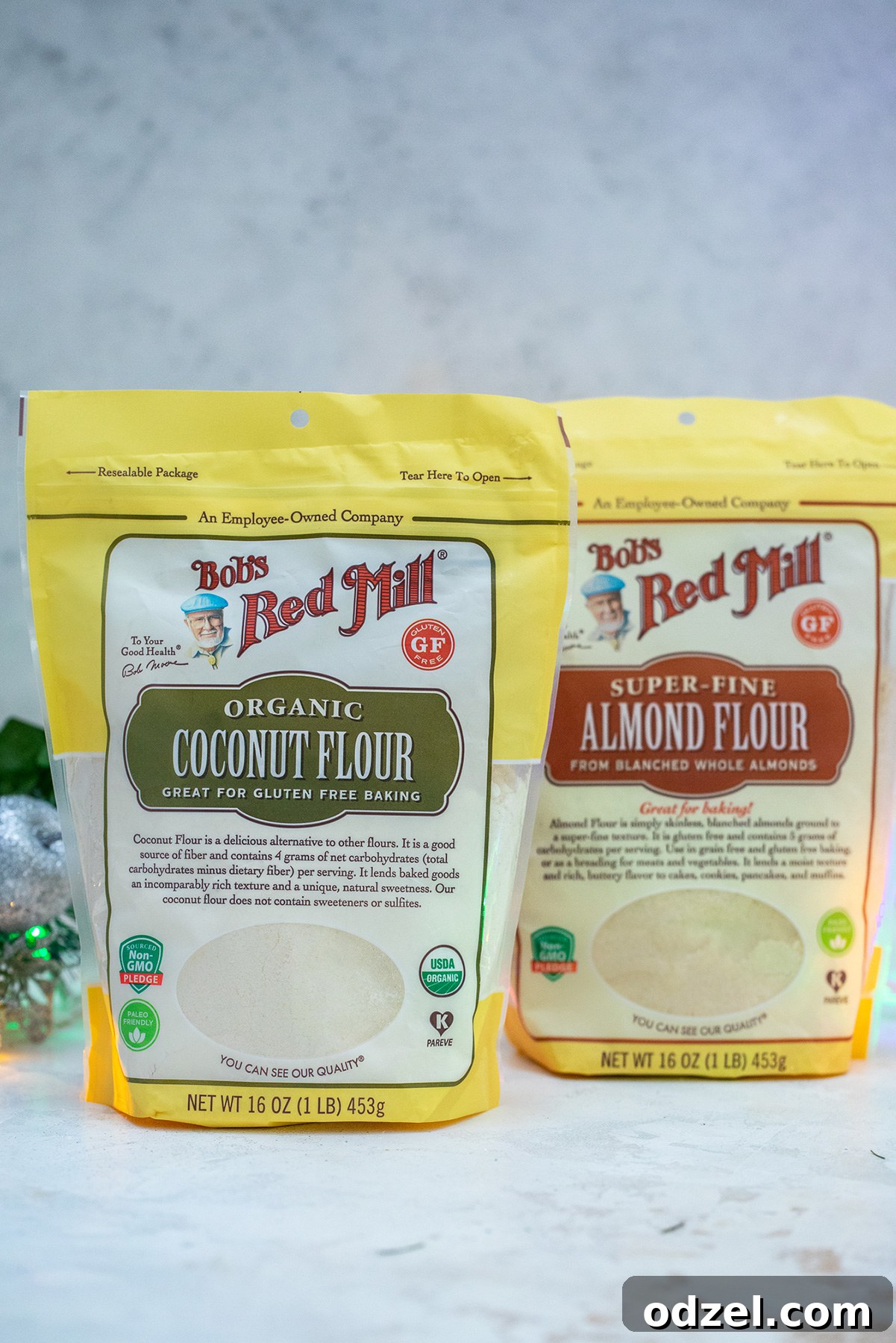Cozy Gluten Free Gingerbread Cupcakes 3 Bags of Bob's Red Mill Organic Coconut Flour and Super Fine Almond Flour, key ingredients for gluten-free baking