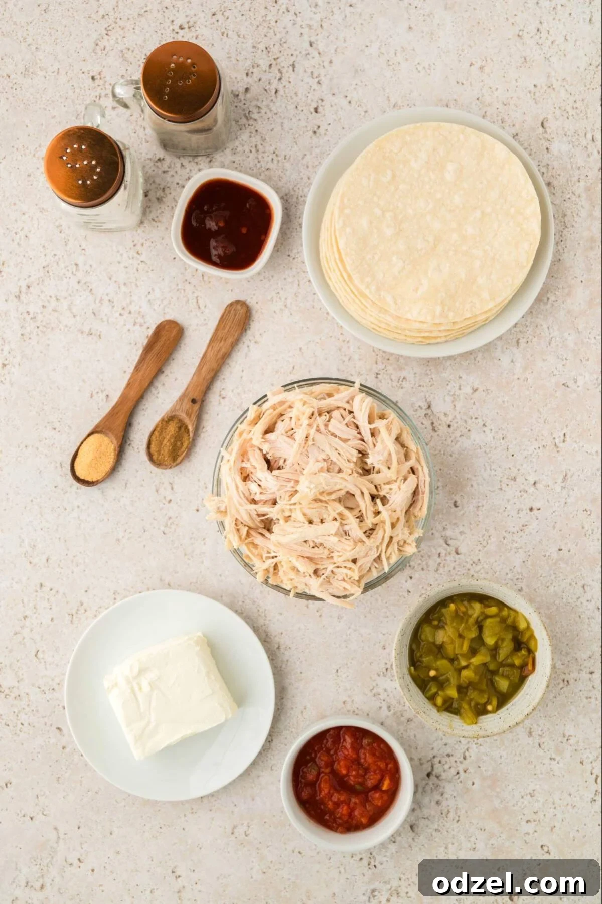 Smoky Chipotle Chicken Flautas 3 corn tortillas, green chilies, cream cheese, spices, shredded chicken, and chipotle pepper and sauce.